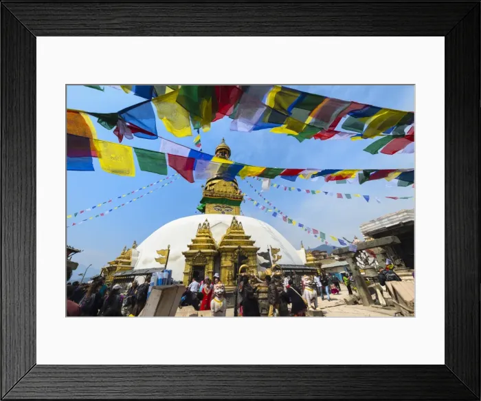 Framed Print : Swayambunath or Monkey Temple, Central Stupa and Buddha eyes, UNESCO World Heritage Site Framed Print : Swayambunath or Monkey Temple, Central Stupa and Buddha eyes, UNESCO World Heritage Site