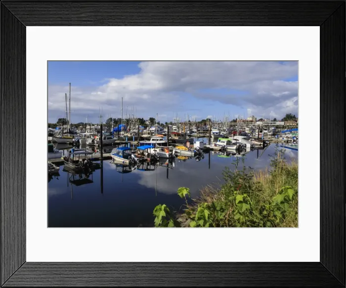 Framed Print : Boat harbour with beautiful reflections and town of Sitka, Baranof Island, Northern Panhandle Framed Print : Boat harbour with beautiful reflections and town of Sitka, Baranof Island, Northern Panhandle