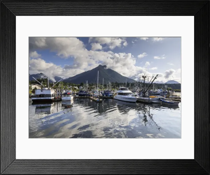 Framed Print : Fishing boats, harbour, beautiful mountains, clearing mists, Sitka, Baranof Island Framed Print : Fishing boats, harbour, beautiful mountains, clearing mists, Sitka, Baranof Island
