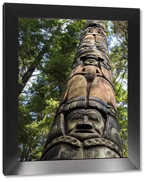 Mosquito Legend Pole, Tlingit totem pole, rainforest, summer, Sitka National Historic Park