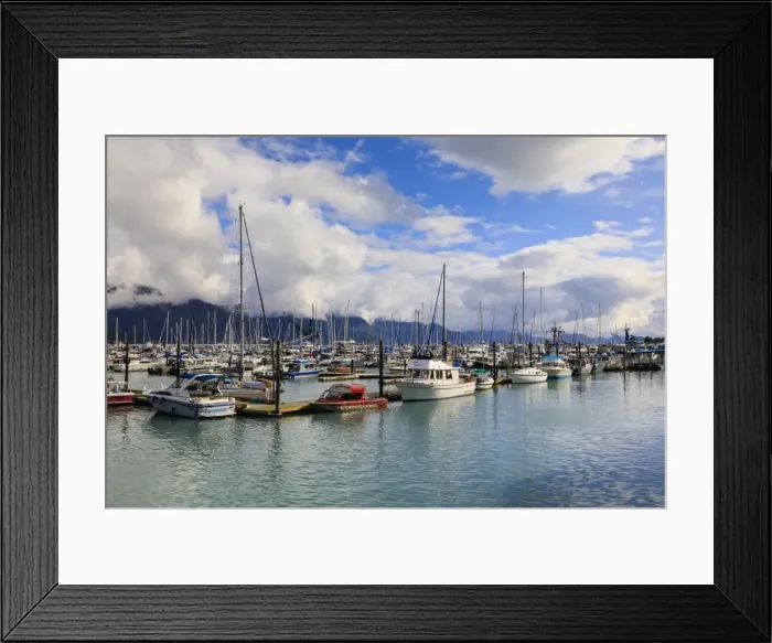 Framed Print : Small Boat Harbour, small boats and mountains, Seward, Resurrection Bay, Kenai Peninsula Framed Print : Small Boat Harbour, small boats and mountains, Seward, Resurrection Bay, Kenai Peninsula