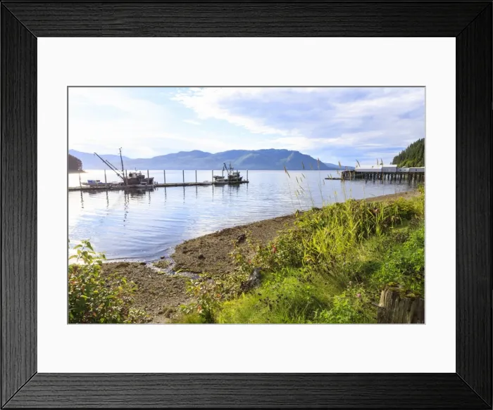 Framed Print : Hoonah, shoreline and dock, Tlingit Community, summer, Icy Strait Point, Chichagof Island Framed Print : Hoonah, shoreline and dock, Tlingit Community, summer, Icy Strait Point, Chichagof Island