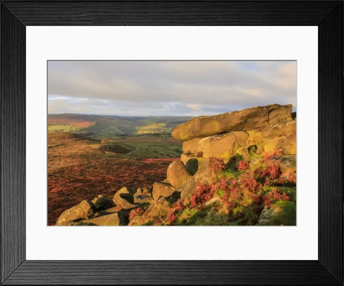 Framed Print : Higger Tor and Hathersage Moor, autumn sunrise, Peak District National Park, Derbyshire Framed Print : Higger Tor and Hathersage Moor, autumn sunrise, Peak District National Park, Derbyshire
