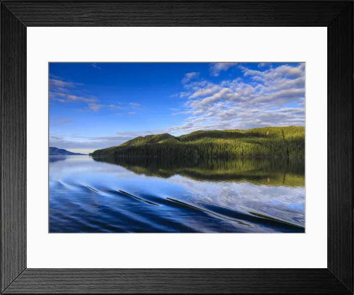 Framed Print : Early morning reflections in summer, Behm Canal, Misty Fjords National Monument Framed Print : Early morning reflections in summer, Behm Canal, Misty Fjords National Monument