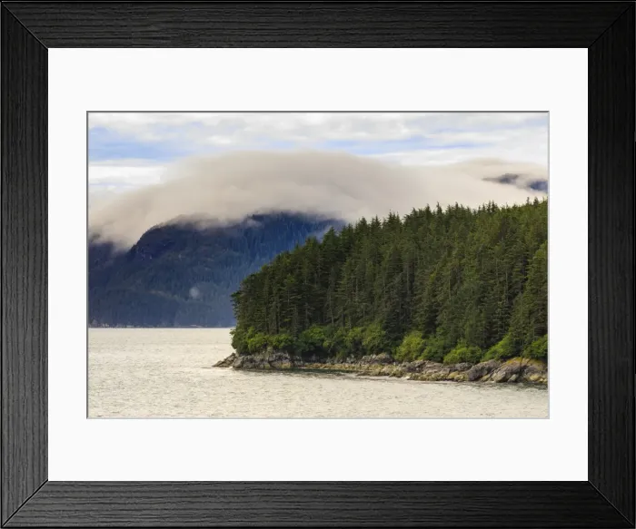 Framed Print : Mist, rocky shoreline and forest, Inian Islands, Icy Strait, between Chichagof Island Framed Print : Mist, rocky shoreline and forest, Inian Islands, Icy Strait, between Chichagof Island