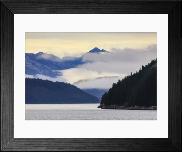 Framed Print : Mist over the Fairweather Range, Icy Strait, between Chichagof Island and Glacier Bay National Park Framed Print : Mist over the Fairweather Range, Icy Strait, between Chichagof Island and Glacier Bay National Park