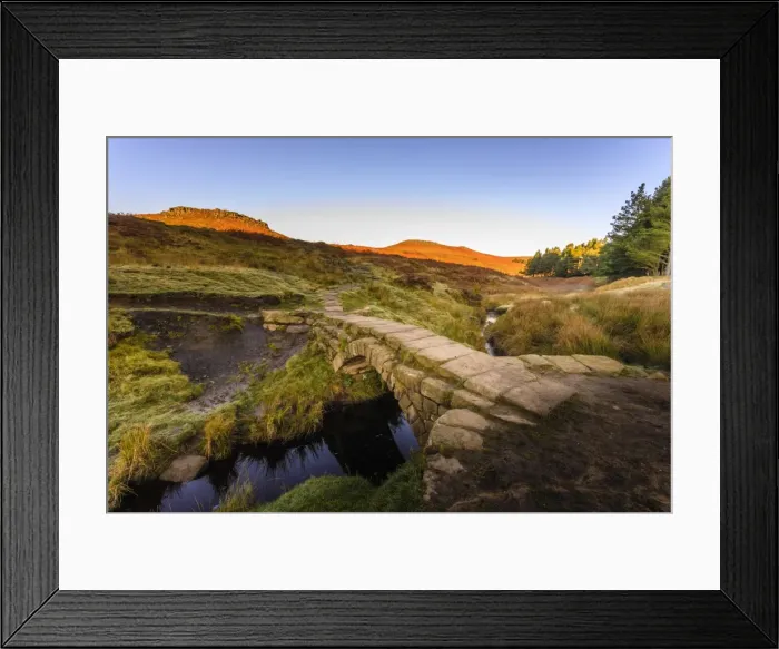Framed Print : Carl Wark and Higger Tor, autumn sunrise, from Burbage Brook, Hathersage Moor, Peak Framed Print : Carl Wark and Higger Tor, autumn sunrise, from Burbage Brook, Hathersage Moor, Peak