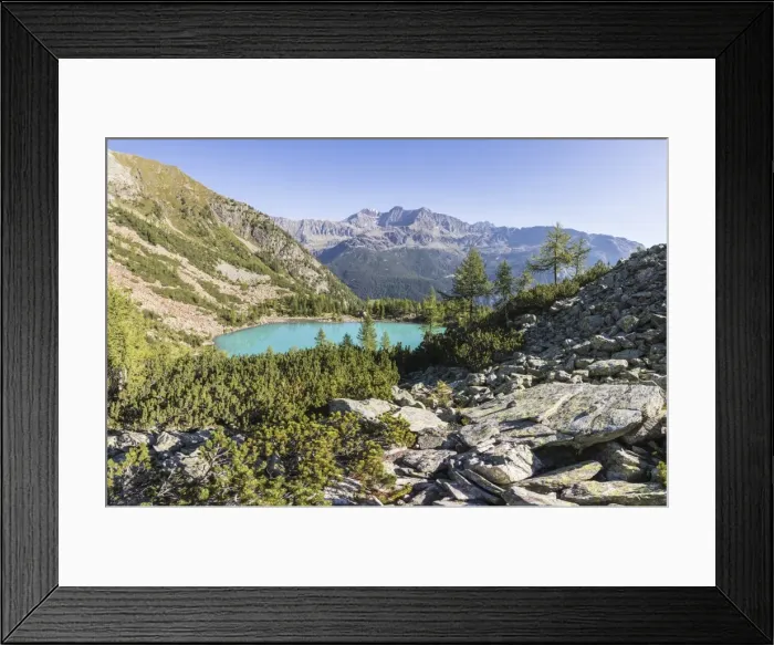 Framed Print : Panoramic of turquoise Lago Lagazzuolo, Chiesa In Valmalenco, Province of Sondrio Framed Print : Panoramic of turquoise Lago Lagazzuolo, Chiesa In Valmalenco, Province of Sondrio