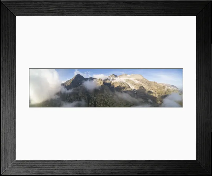 Framed Print : Panoramic of Piz Arlas, Cambrena, Caral at dawn Bernina Pass, Poschiavo Valley, Engadine Framed Print : Panoramic of Piz Arlas, Cambrena, Caral at dawn Bernina Pass, Poschiavo Valley, Engadine