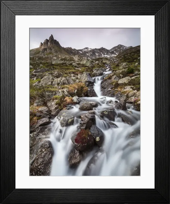 Framed Print : Flowing water of a creek, Alp Da Cavloc, Maloja Pass, Bregaglia Valley, Engadine Framed Print : Flowing water of a creek, Alp Da Cavloc, Maloja Pass, Bregaglia Valley, Engadine
