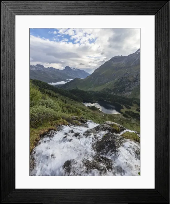 Framed Print : Flowing water of a creek around Lake Cavloc, Maloja Pass, Bregaglia Valley, Engadine Framed Print : Flowing water of a creek around Lake Cavloc, Maloja Pass, Bregaglia Valley, Engadine