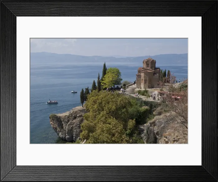 Framed Print : Boats by St. John Kaneo church on Lake Ohrid, UNESCO World Heritage Site, Macedonia Framed Print : Boats by St. John Kaneo church on Lake Ohrid, UNESCO World Heritage Site, Macedonia