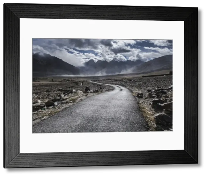 Framed Print : Road leading out of Kharsa village, Ladakh, India, Himalayas, Asia
