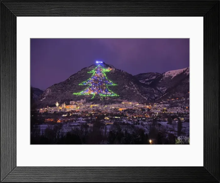 Framed Print : The town and the biggest Christmas Tree of the world, Gubbbio, Umbria, Italy, Europe Framed Print : The town and the biggest Christmas Tree of the world, Gubbbio, Umbria, Italy, Europe