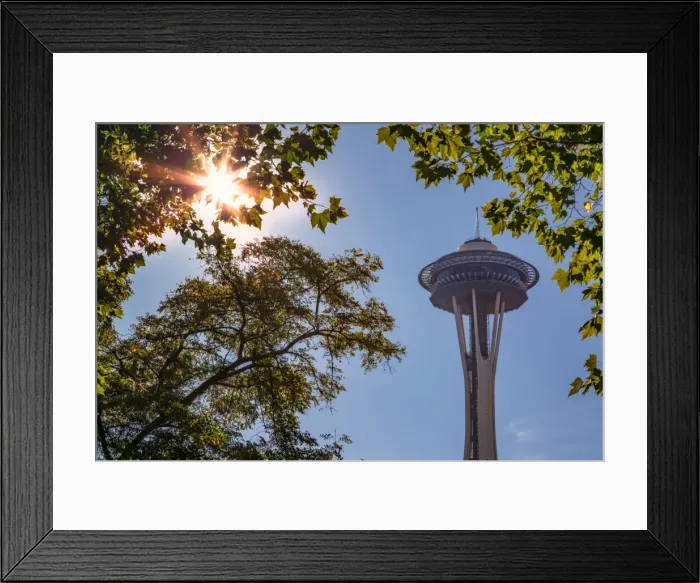Framed Print : Top of Space Needle from Seattles International Fountain Park, Seattle, Washington State Framed Print : Top of Space Needle from Seattles International Fountain Park, Seattle, Washington State
