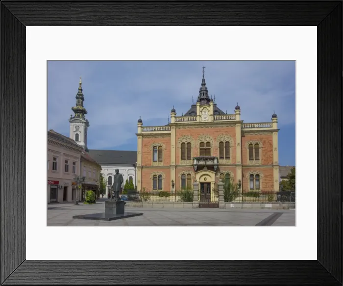 Framed Print : Bishops Palace, Zmaj statue and Orthodox Cathedral, Novi Sad, Vojvodina, Serbia, Europe
