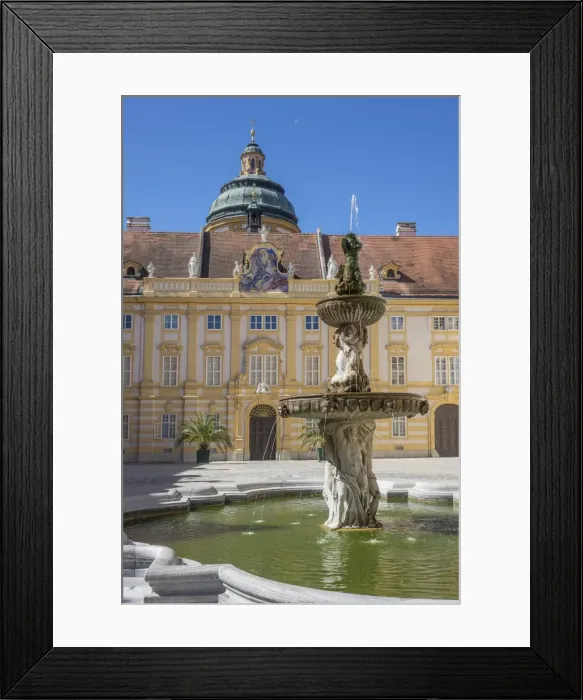 Framed Print : Fountain in courtyard of Abbey, Melk, UNESCO World Heritage Site, Lower Austria, Austria Framed Print : Fountain in courtyard of Abbey, Melk, UNESCO World Heritage Site, Lower Austria, Austria