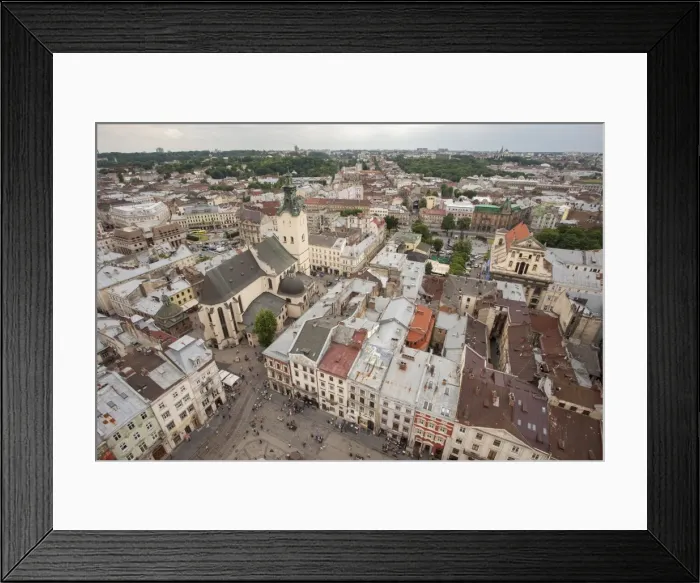 Framed Print : View of old town from top of City Hall Tower, UNESCO World Heritage Site, Lviv, Ukraine Framed Print : View of old town from top of City Hall Tower, UNESCO World Heritage Site, Lviv, Ukraine