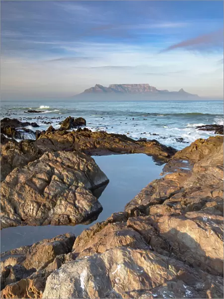 View of Table Mountain from Bloubergstrand, Cape Town, Western Cape, South Africa, Africa