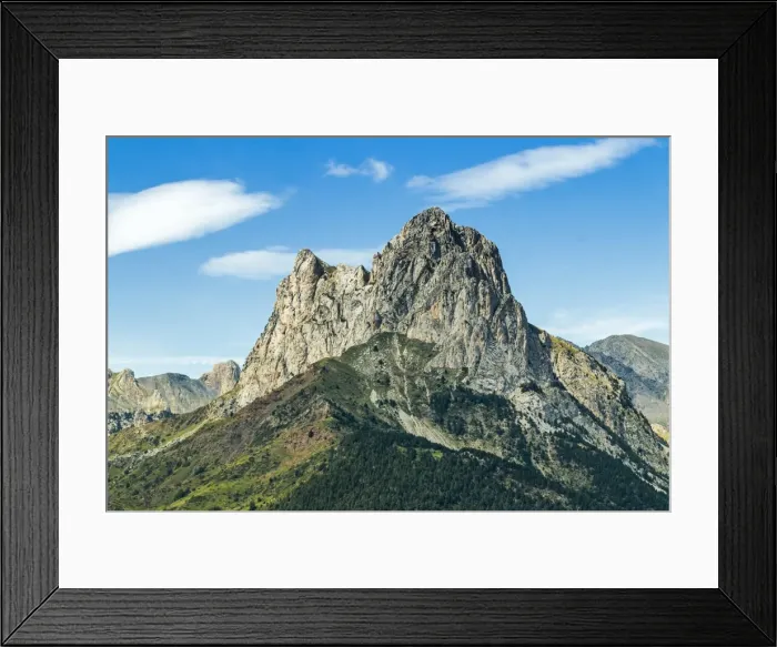 Framed Print : The 2341m limestone peak Pena Foratata, a great landmark in scenic upper Tena Valle Framed Print : The 2341m limestone peak Pena Foratata, a great landmark in scenic upper Tena Valle