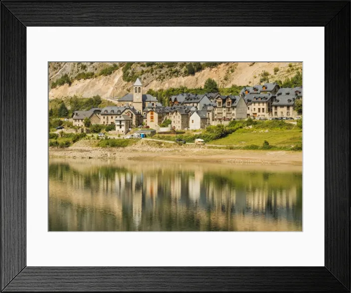 Framed Print : Lanuza village, abandoned after a dam created Lake Lanuza, now rebuilt, Sallent de Gallego Framed Print : Lanuza village, abandoned after a dam created Lake Lanuza, now rebuilt, Sallent de Gallego