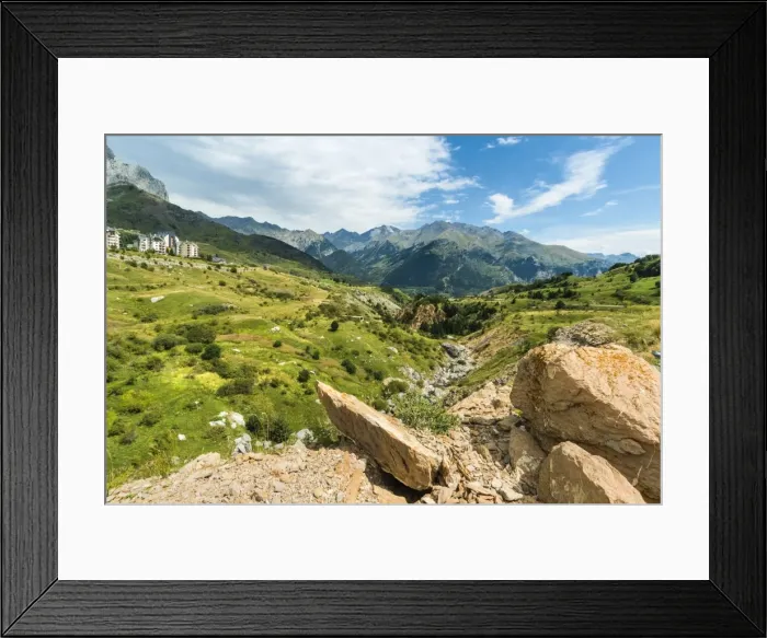 Framed Print : Rio Gallego and the Tena Valley beyond, below Formigal ski resort, Formigal, Sallent de Gallego Framed Print : Rio Gallego and the Tena Valley beyond, below Formigal ski resort, Formigal, Sallent de Gallego
