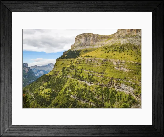 Framed Print : View west along the Ordesa Valleys north rim to distant Otal Peak, Ordesa National Park Framed Print : View west along the Ordesa Valleys north rim to distant Otal Peak, Ordesa National Park