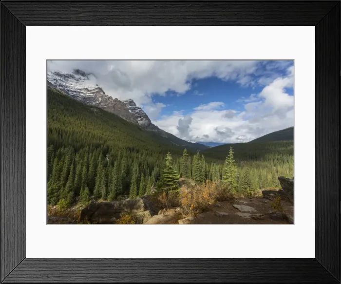 Framed Print : Mountainous landscape at Moraine Lake, Banff National Park, UNESCO World Heritage Site Framed Print : Mountainous landscape at Moraine Lake, Banff National Park, UNESCO World Heritage Site
