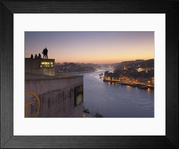 Framed Print : View from Vila Nova de Gaia View over Douro River at sunset to Ribeira District Framed Print : View from Vila Nova de Gaia View over Douro River at sunset to Ribeira District