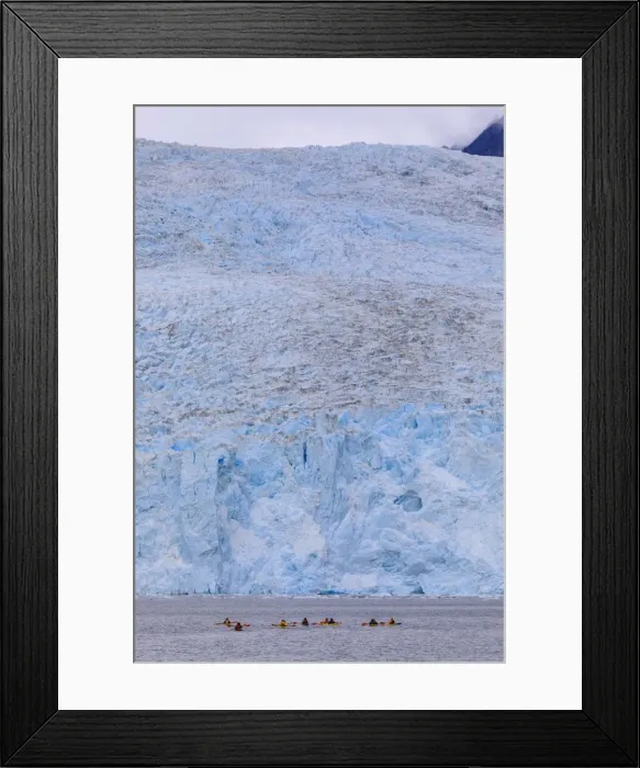 Framed Print : Colourful kayaks, Aialik Glacier, blue ice, Harding Icefield, Kenai Fjords National Park Framed Print : Colourful kayaks, Aialik Glacier, blue ice, Harding Icefield, Kenai Fjords National Park