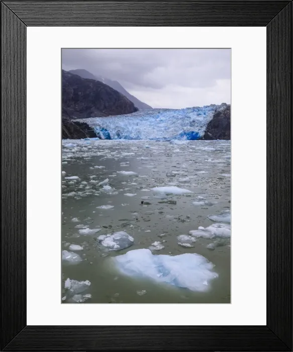Framed Print : Ice pack and blue ice face of South Sawyer Glacier, mountain backdrop, Stikine Icefield Framed Print : Ice pack and blue ice face of South Sawyer Glacier, mountain backdrop, Stikine Icefield
