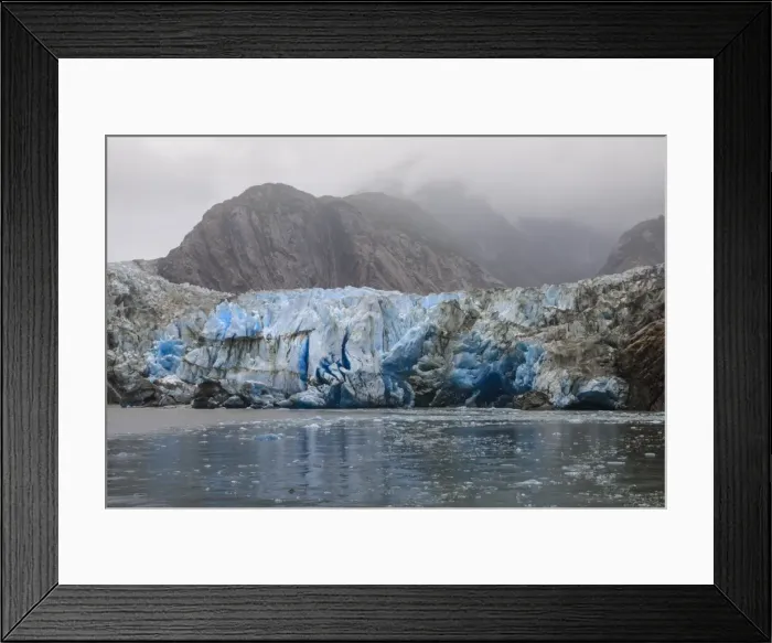 Framed Print : Blue ice face and floating ice, Sawyer Glacier and mountains, misty conditions, Stikine Icefield Framed Print : Blue ice face and floating ice, Sawyer Glacier and mountains, misty conditions, Stikine Icefield