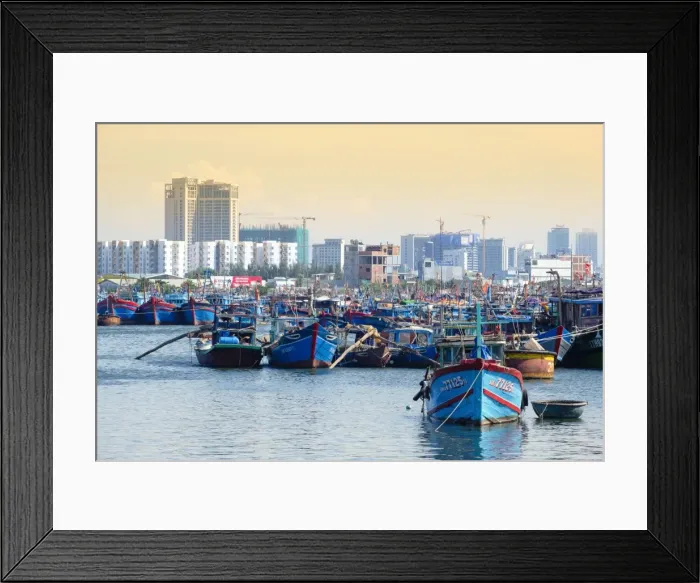 Framed Print : Fishing boats in the harbour in Danang, Quang Nam, Vietnam, Indochina, Southeast Asia Framed Print : Fishing boats in the harbour in Danang, Quang Nam, Vietnam, Indochina, Southeast Asia
