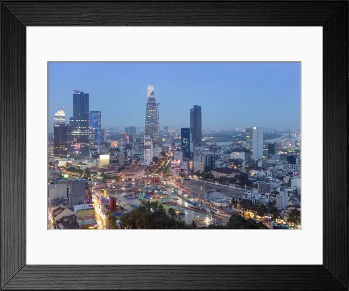 Framed Print : City skyline at night showing the Bitexco tower, Ho Chi Minh City (Saigon), Vietnam Framed Print : City skyline at night showing the Bitexco tower, Ho Chi Minh City (Saigon), Vietnam
