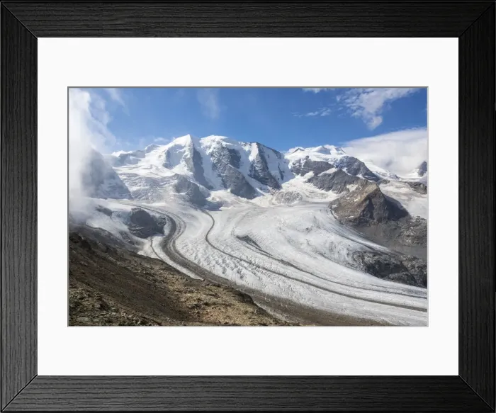 Framed Print : Overview of the Diavolezza and Pers glaciers, St. Moritz, canton of Graubunden, Engadine Framed Print : Overview of the Diavolezza and Pers glaciers, St. Moritz, canton of Graubunden, Engadine