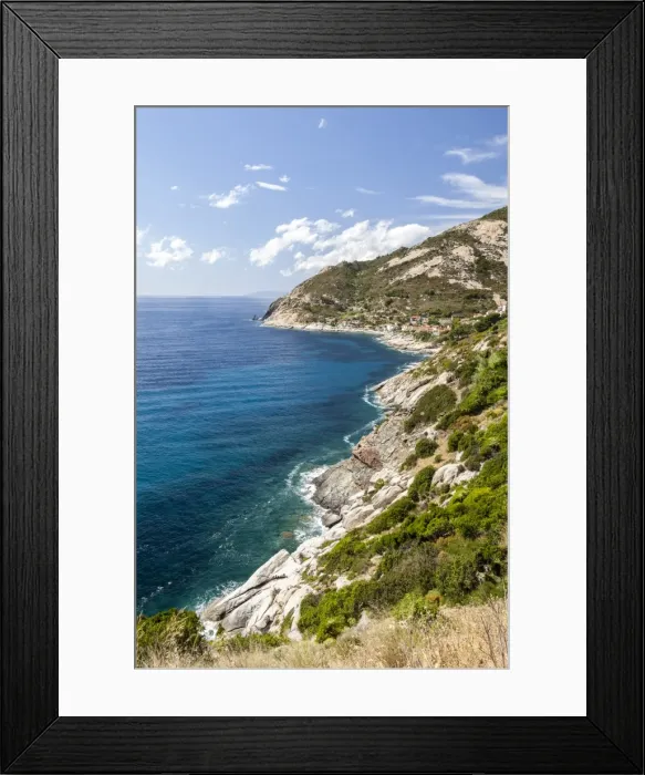 Framed Print : Cliffs on the blue sea, Pomonte, Marciana, Elba Island, Livorno Province, Tuscany Framed Print : Cliffs on the blue sea, Pomonte, Marciana, Elba Island, Livorno Province, Tuscany
