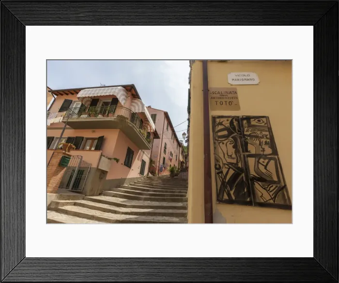 Framed Print : Flight of steps in memory of actor Toto, Porto Azzurro, Elba Island, Livorno Province