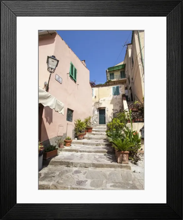 Framed Print : Ancient alley, Porto Azzurro, Elba Island, Livorno Province, Tuscany, Italy, Europe
