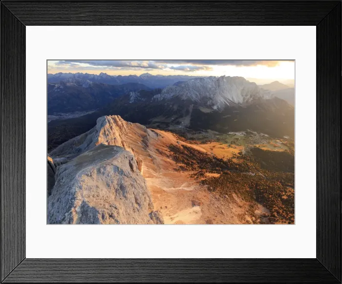 Framed Print : Aerial view of Roda Di Vael, Catinaccio Group (Rosengarten) and Latemar, Dolomites Framed Print : Aerial view of Roda Di Vael, Catinaccio Group (Rosengarten) and Latemar, Dolomites