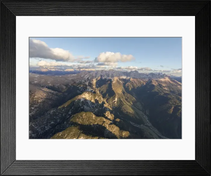 Framed Print : Aerial view of the rocky peaks of Catinaccio Group (Rosengarten), Val Di Tires, Dolomites Framed Print : Aerial view of the rocky peaks of Catinaccio Group (Rosengarten), Val Di Tires, Dolomites
