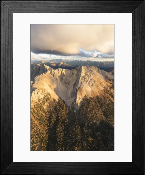 Framed Print : Aerial view of woods on the ridges of Latemar massif, Dolomites, South Tyrol, Italy Framed Print : Aerial view of woods on the ridges of Latemar massif, Dolomites, South Tyrol, Italy