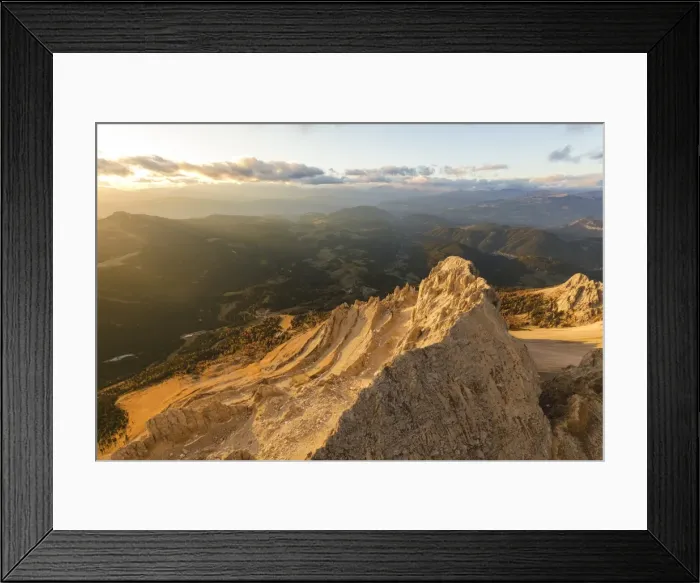 Framed Print : Aerial view of Latemar massif and Obereggen at sunset, Dolomites, South Tyrol, Italy Framed Print : Aerial view of Latemar massif and Obereggen at sunset, Dolomites, South Tyrol, Italy