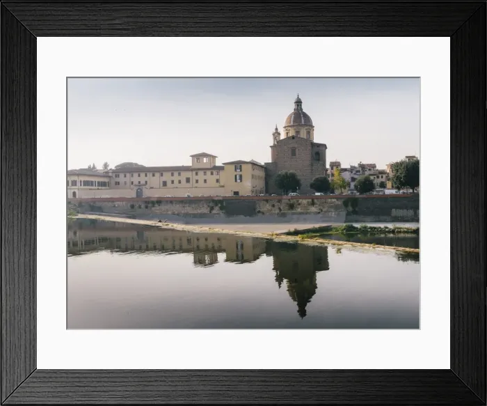 Framed Print : San Frediano in Cestello church with reflection on River Arno in Florence, Tuscany Framed Print : San Frediano in Cestello church with reflection on River Arno in Florence, Tuscany