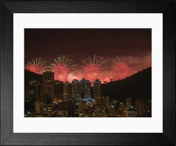 Framed Print : New Years Fireworks over Rio de Janeiro, Brazil, South America Framed Print : New Years Fireworks over Rio de Janeiro, Brazil, South America