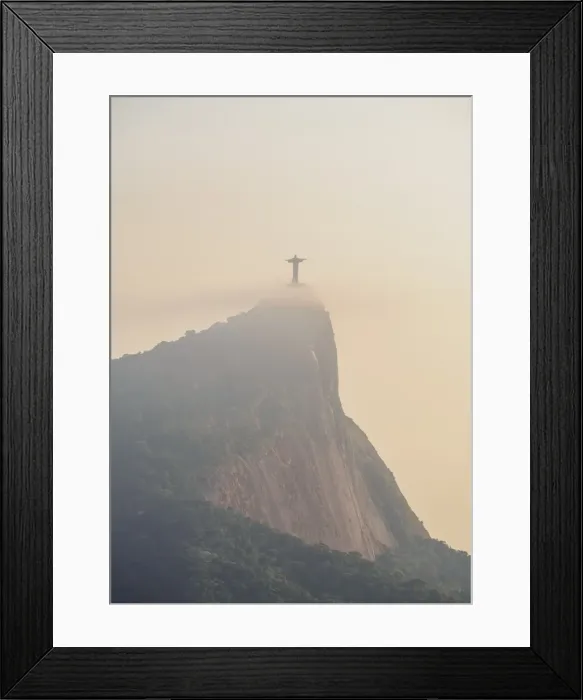 Framed Print : Christ the Redeemer and Corcovado Mountain at sunrise, Rio de Janeiro, Brazil, South Framed Print : Christ the Redeemer and Corcovado Mountain at sunrise, Rio de Janeiro, Brazil, South