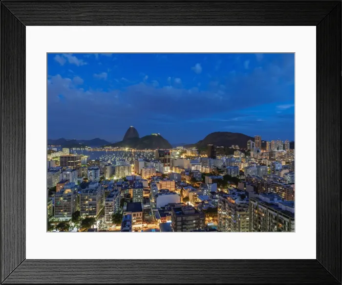 Framed Print : View over Botafogo towards the Sugarloaf Mountain at twilight, Rio de Janeiro, Brazil Framed Print : View over Botafogo towards the Sugarloaf Mountain at twilight, Rio de Janeiro, Brazil