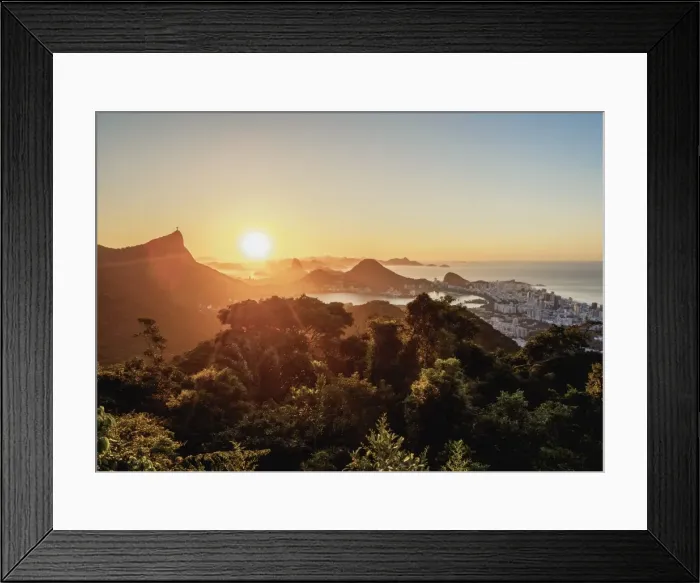 Framed Print : View from Vista Chinesa over Tijuca Forest towards Rio de Janeiro at sunrise, Brazil Framed Print : View from Vista Chinesa over Tijuca Forest towards Rio de Janeiro at sunrise, Brazil