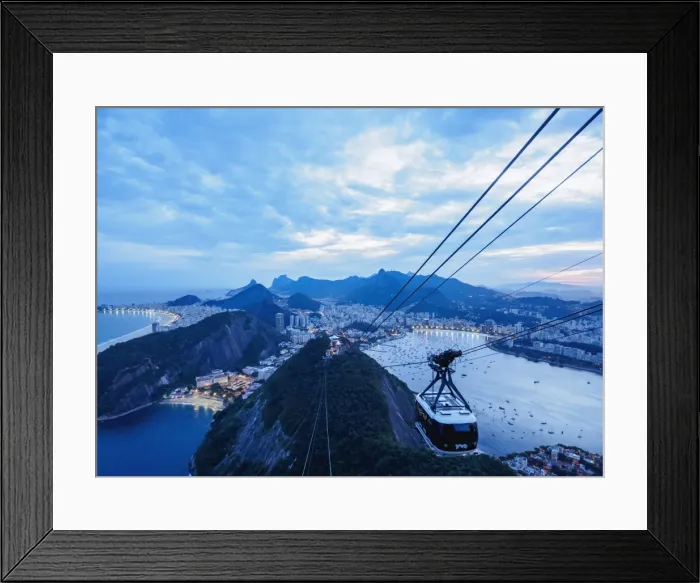 Framed Print : Cable Car to Sugarloaf Mountain at twilight, Rio de Janeiro, Brazil, South America Framed Print : Cable Car to Sugarloaf Mountain at twilight, Rio de Janeiro, Brazil, South America