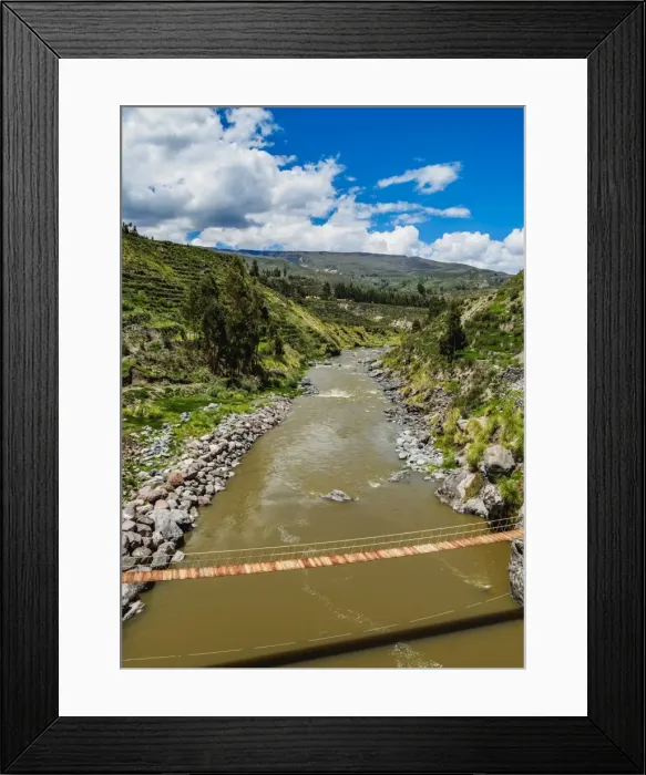 Framed Print : Suspension Bridge over Colca River, Chivay, Arequipa Region, Peru, South America Framed Print : Suspension Bridge over Colca River, Chivay, Arequipa Region, Peru, South America