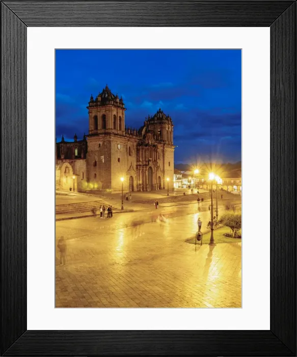 Framed Print : Main Square at twilight, Old Town, UNESCO World Heritage Site, Cusco, Peru, South America Framed Print : Main Square at twilight, Old Town, UNESCO World Heritage Site, Cusco, Peru, South America